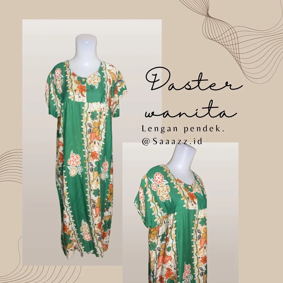 Daster rayon hijau lengan pendek
