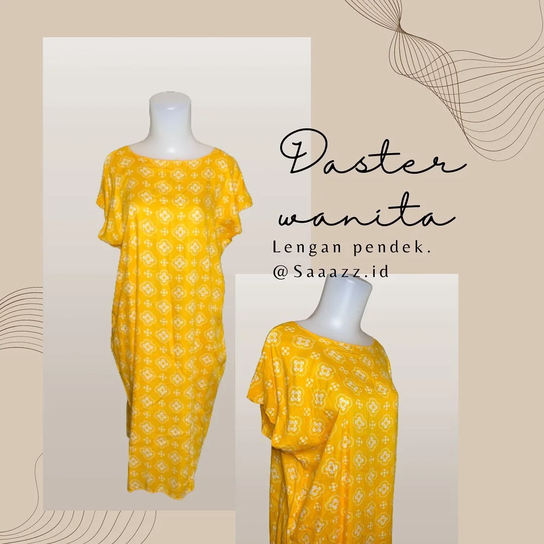 Daster Rayon Lengan Pendek Motif Batik Kuning
